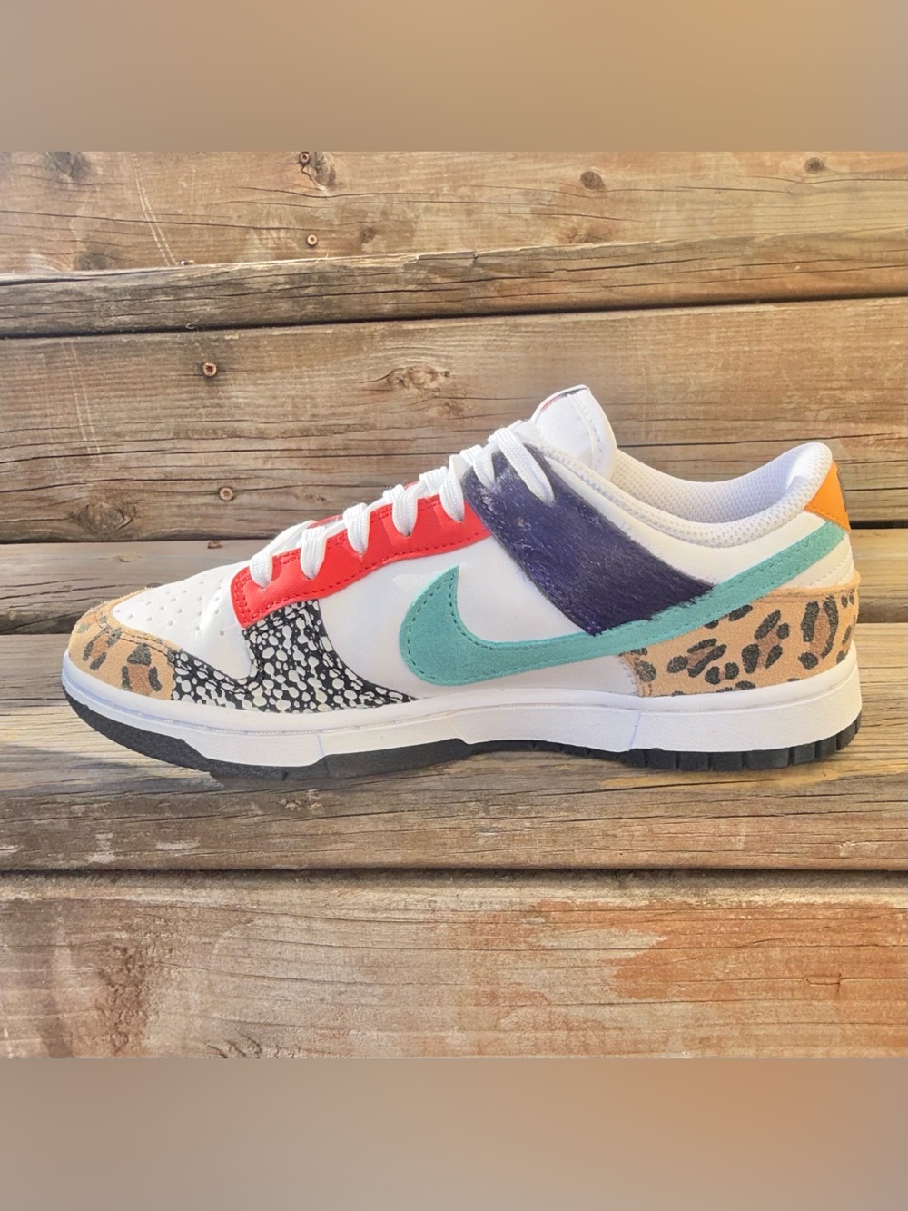 Rare Nike Dunk Low SE Safari Mix Patchwork Animal Print Womenâs 7.5 - Picture 4 of 11